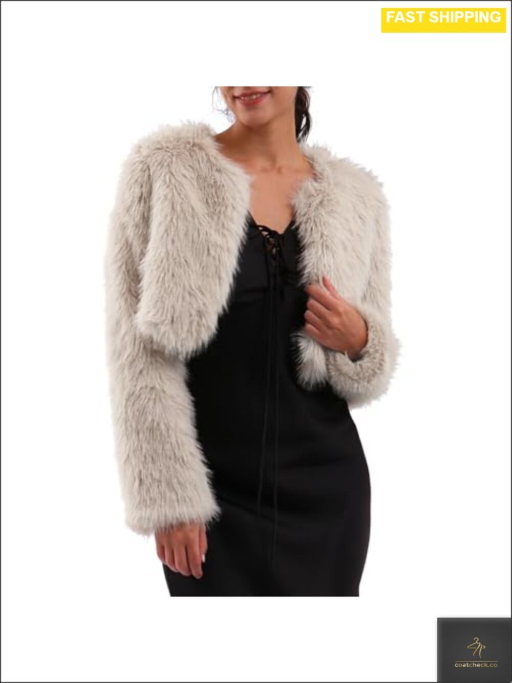 Faux Fur Cropped Coat Long Sleeve Open Front Jacket